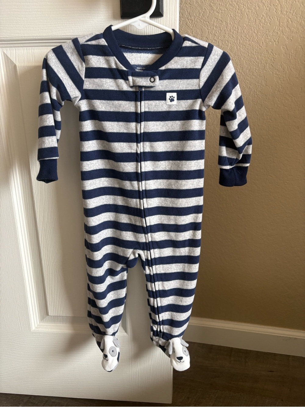 Carter's Navy and White Striped Footed Pajamas One-Piece